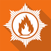 Fire Badge on an orange background